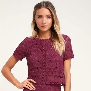 Sweet Style Magenta Crochet Crop Top from Lulus Size X-Small